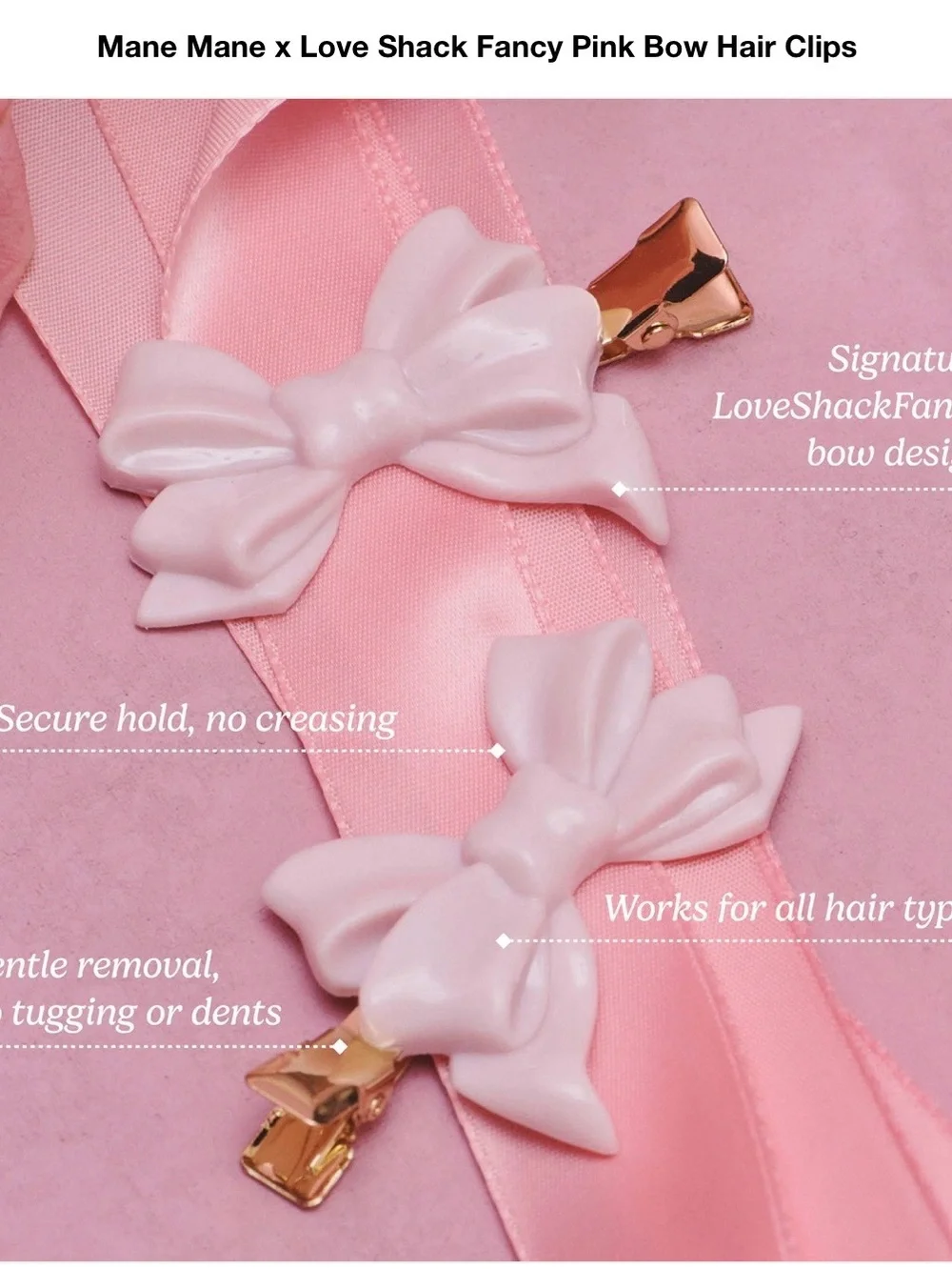 Mane x Love Shack Fancy Pink Bow Hair Clips 🎀